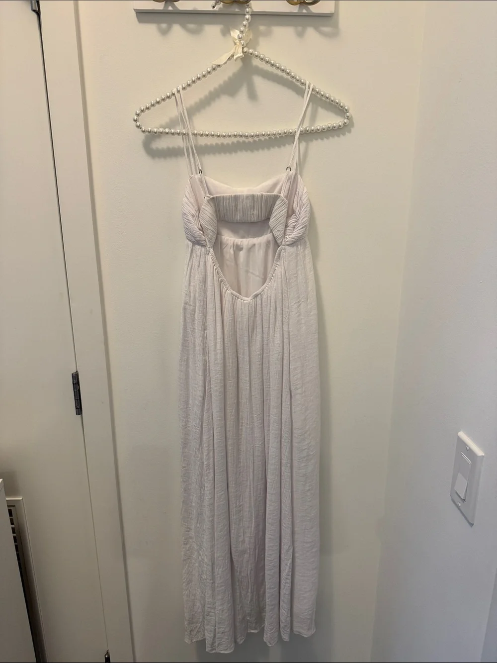 Abercrombie & Fitch White Spaghetti-Strap Maxi Sundress